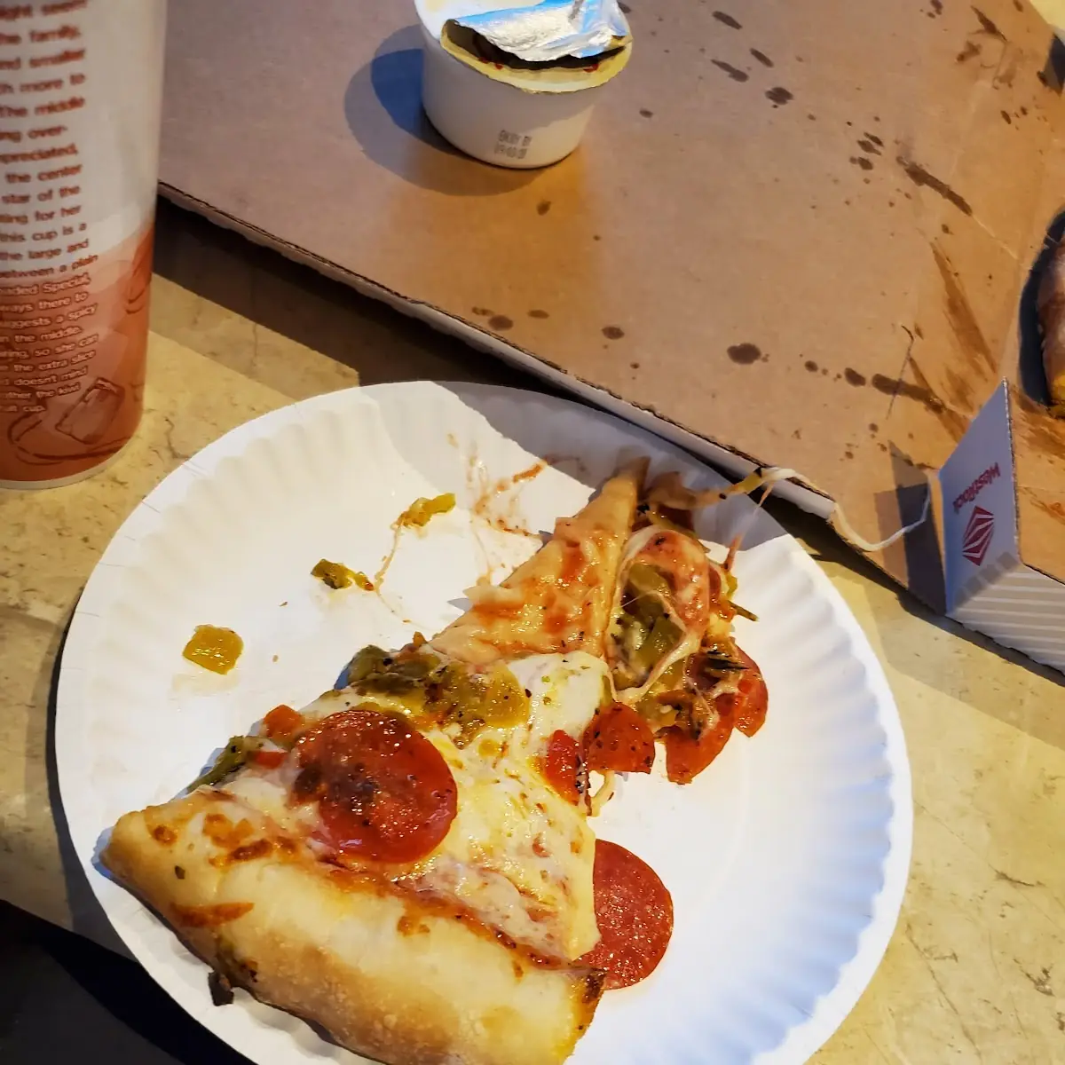 Green Chile and Pepperoni Pizza Slice