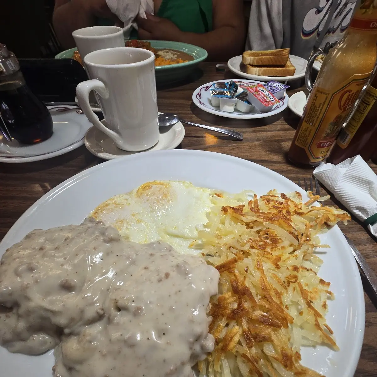 Country Fried Steak Eggs and Hash Browns