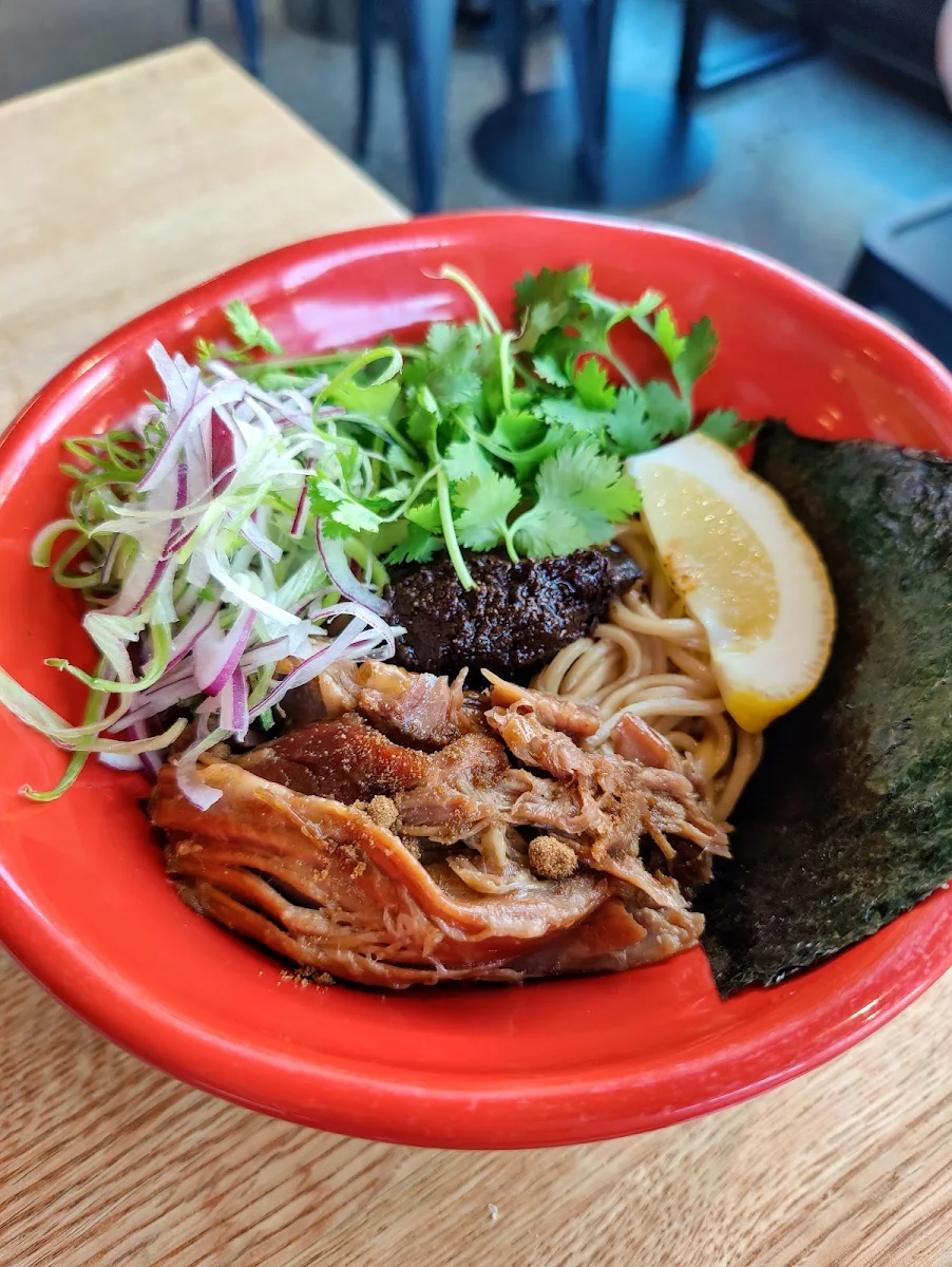 Lamb Mazemen Pulled Lamb Black Sesame Paste Green Onions