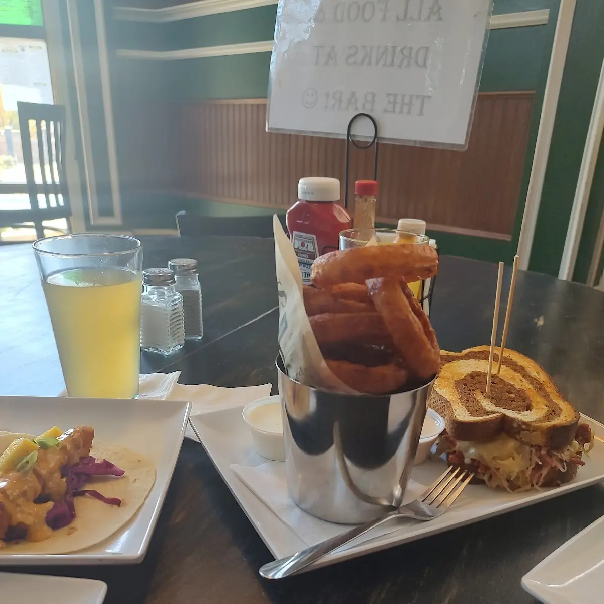 Ruben Sandwich and Onion Rings