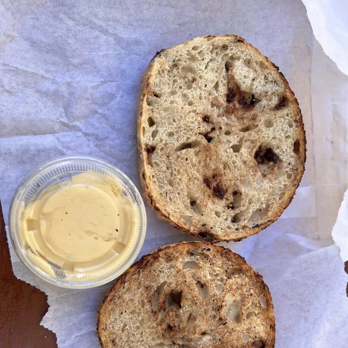 Chocolate Chip Bagel with Honey Butter