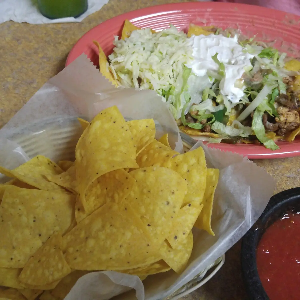 Nachos Side of Rice Beans and Salad
