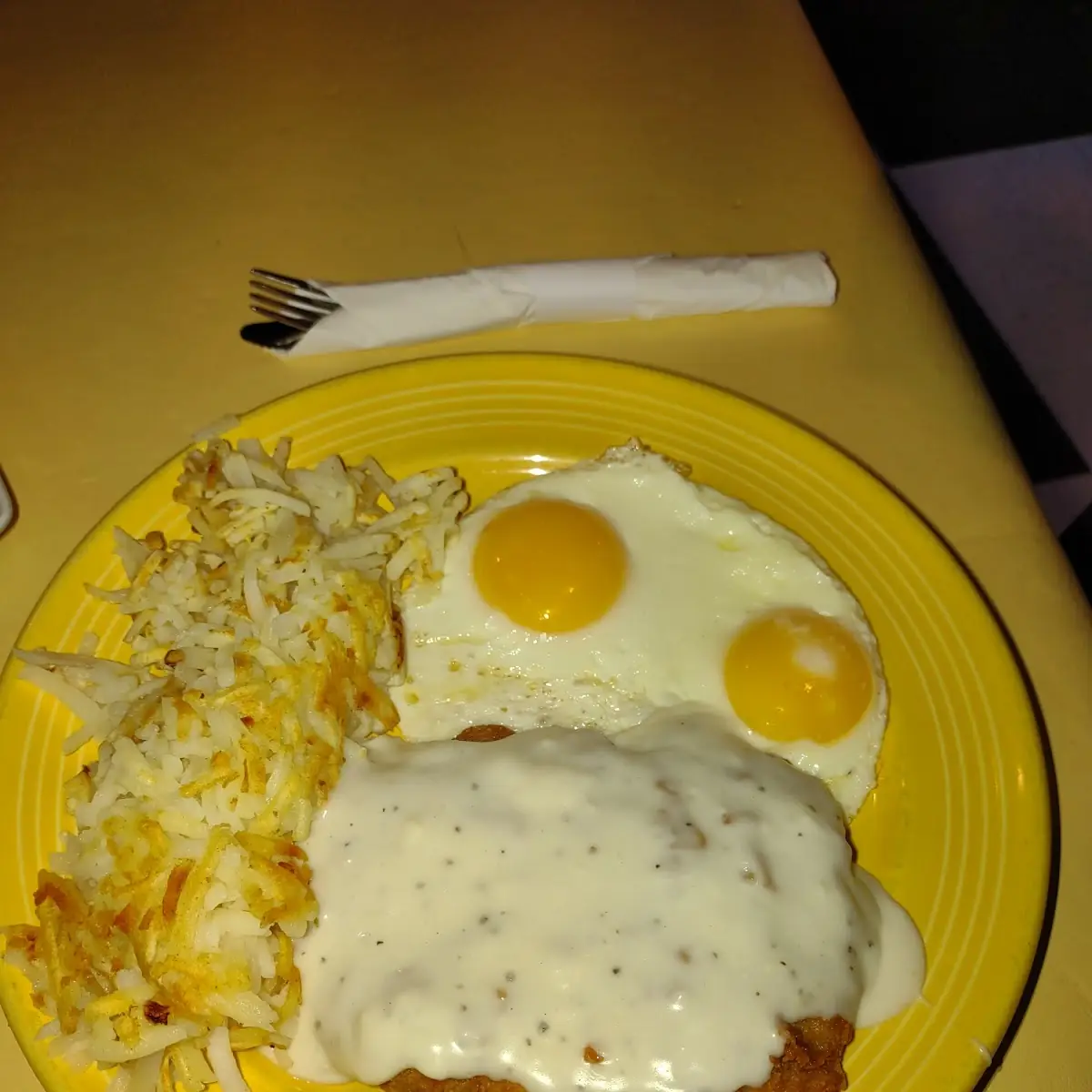 Chicken Fried Steak and Eggs with Hash Browns