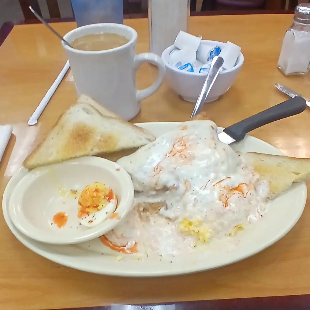 Country Fried Steak and Eggs and Toast