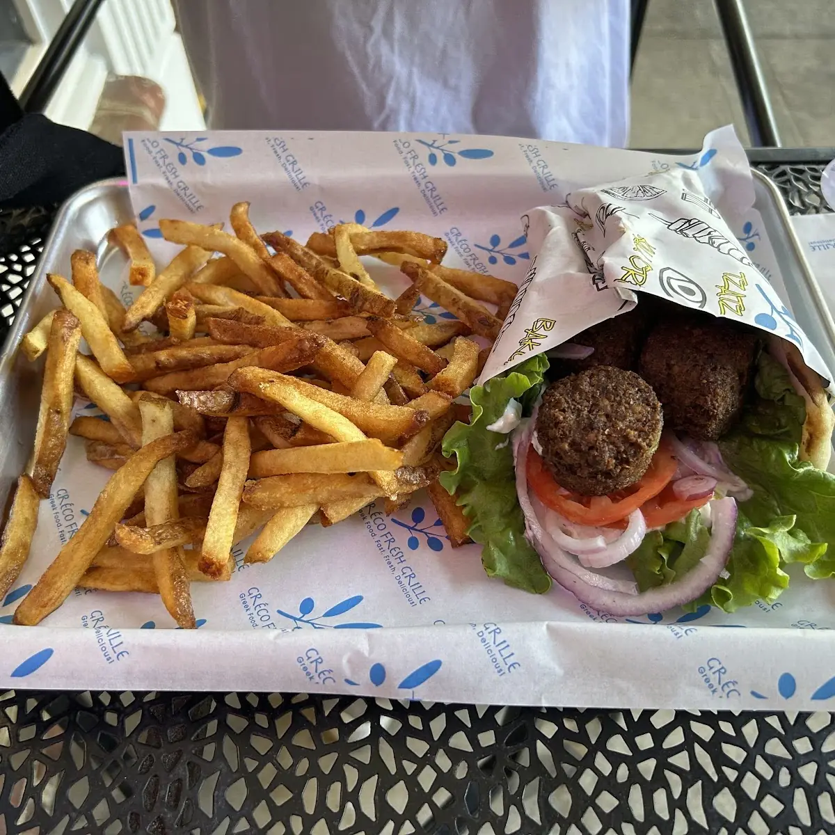 Falafel Wrap and French Fries
