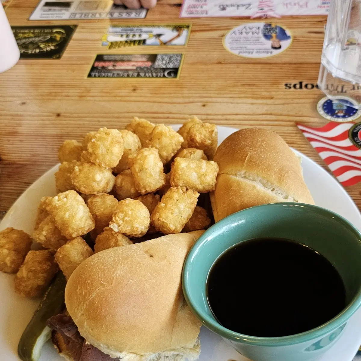 French Dip Sandwich with Tater Tots