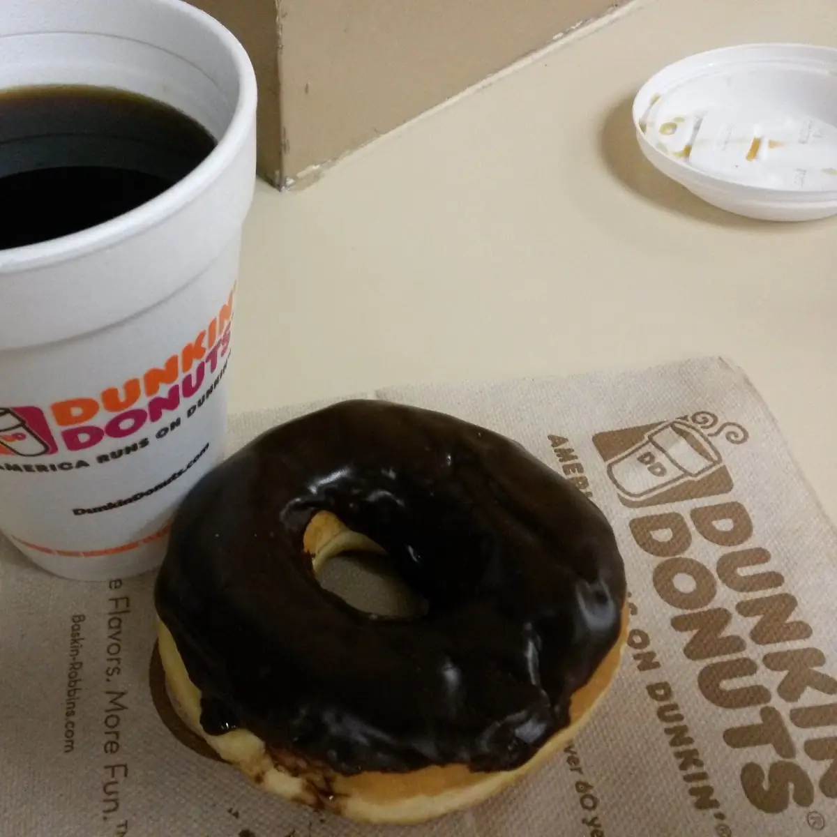 Chocolate Glazed Donut and Coffee