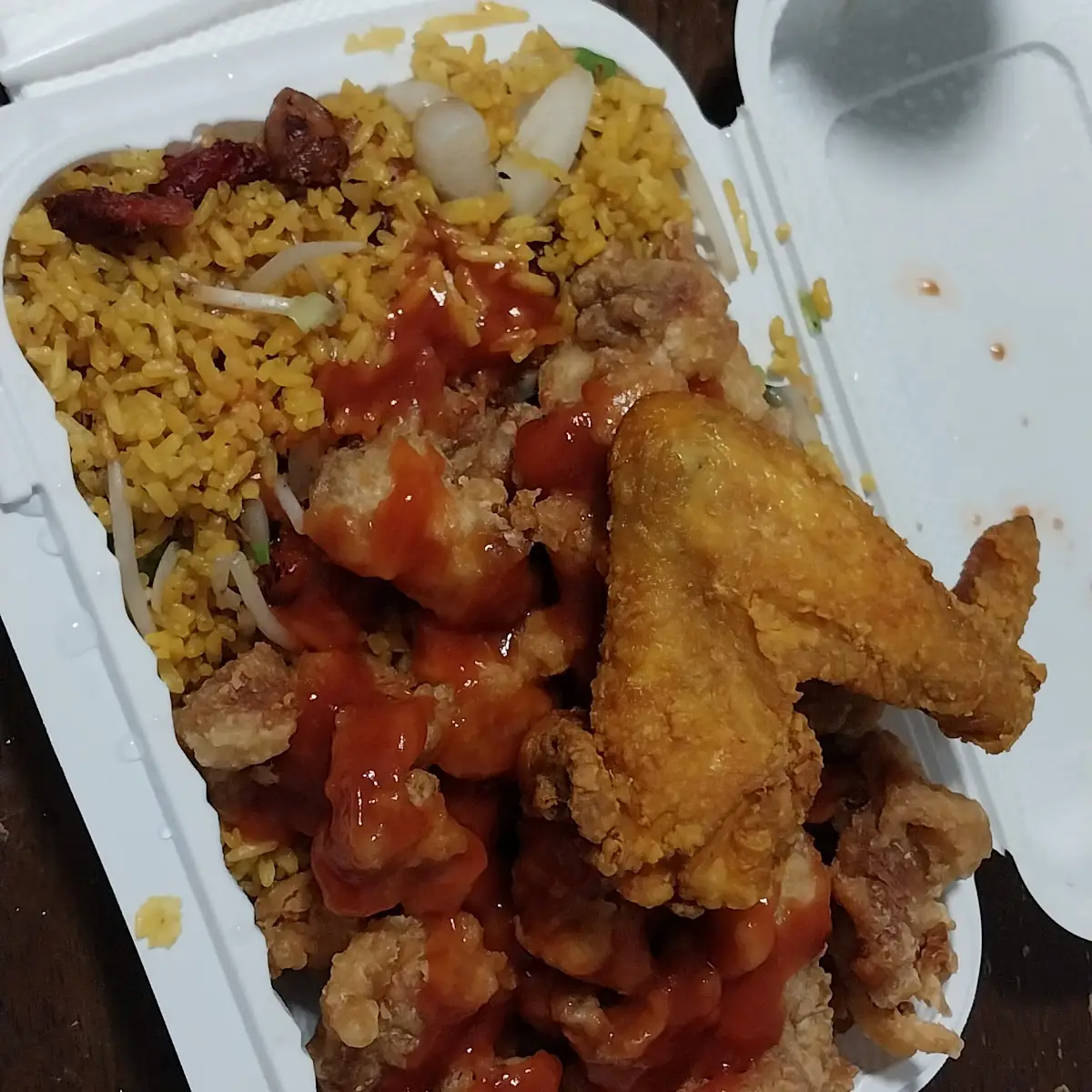 Boneless Chicken with Pork Fried Rice and Chicken Wings