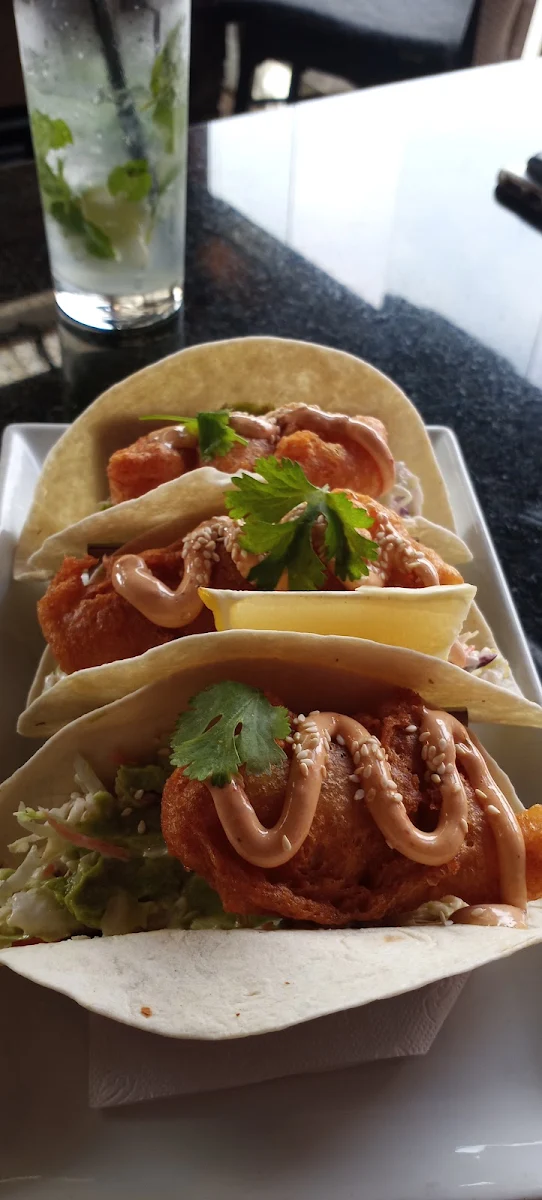 Three Tempura Cod Tacos, Fort Pub & Grill
