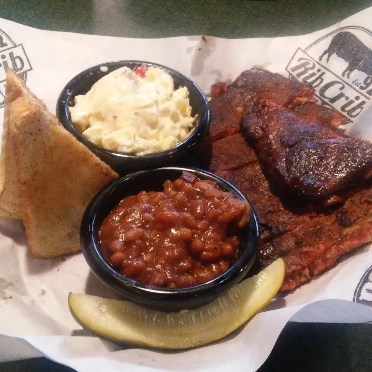 BBQ Ribs Coleslaw and Baked Beans