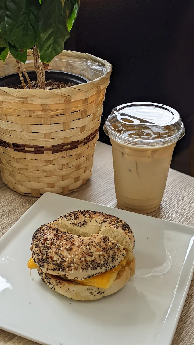 Usage Bagel and Iced Americano Coffee