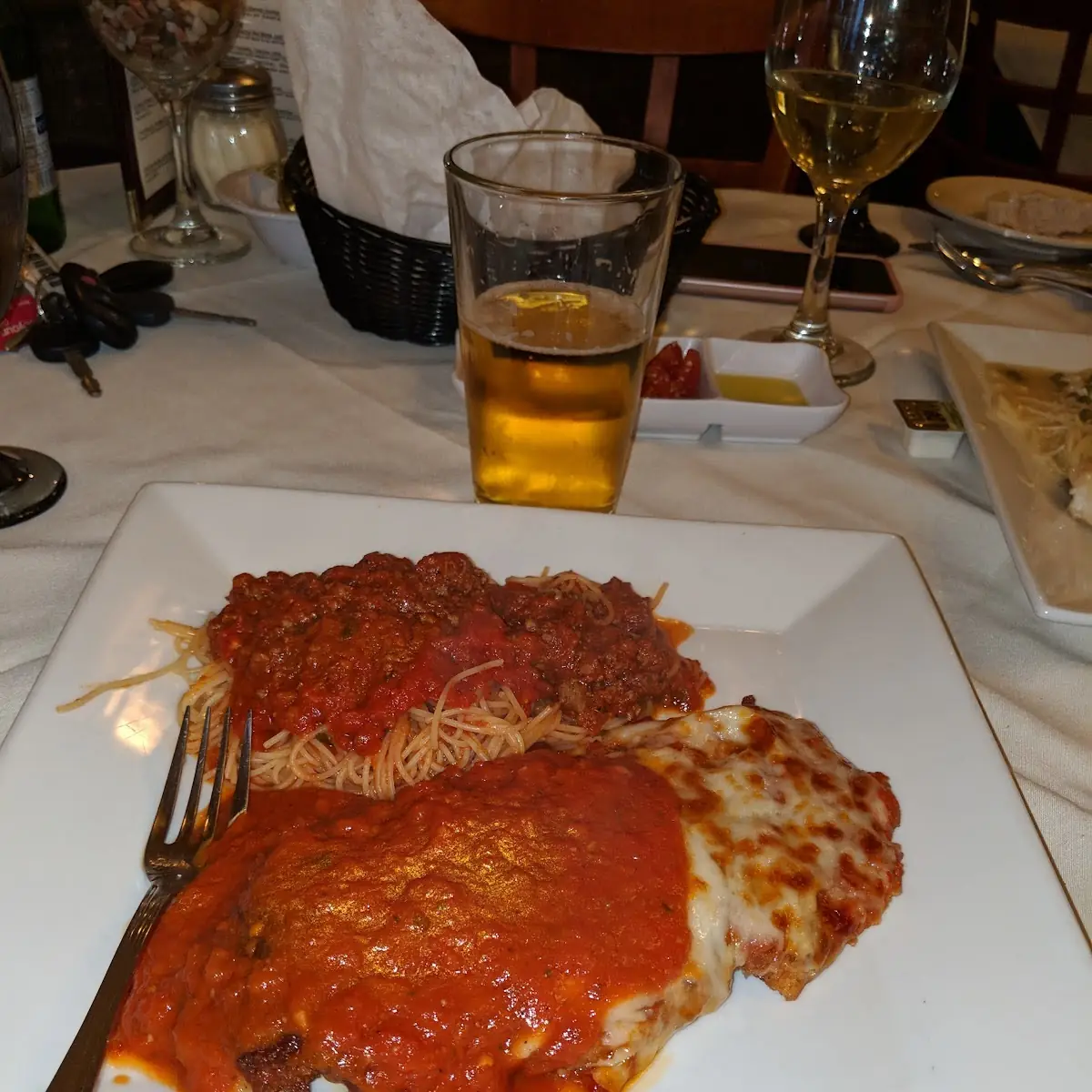 Chicken Parmesan w Meat Sauce