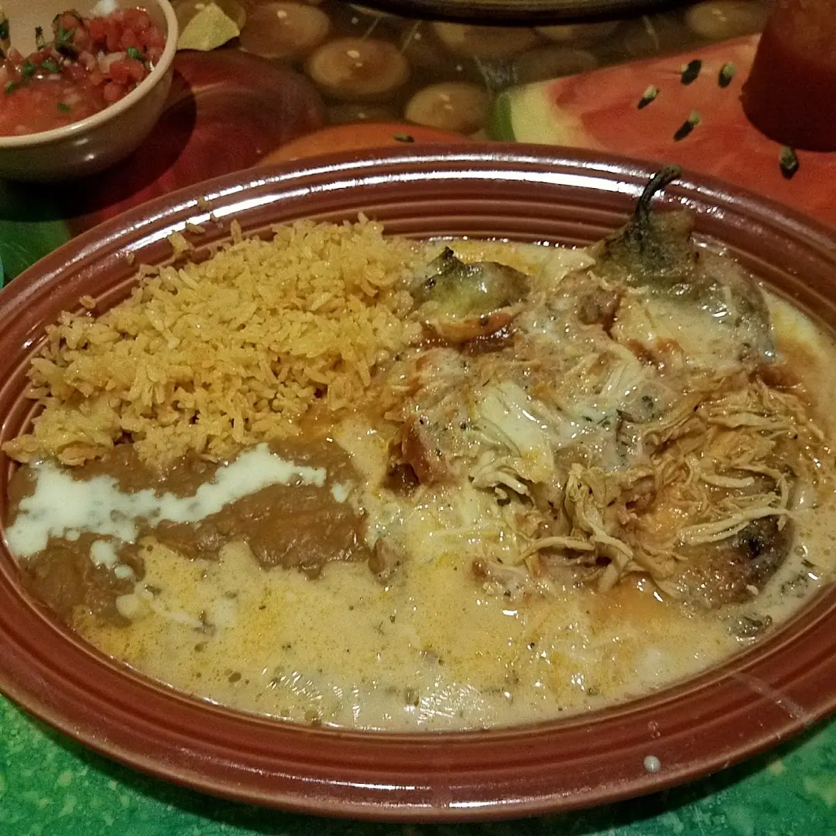 Chili Relleno Rice and Beans