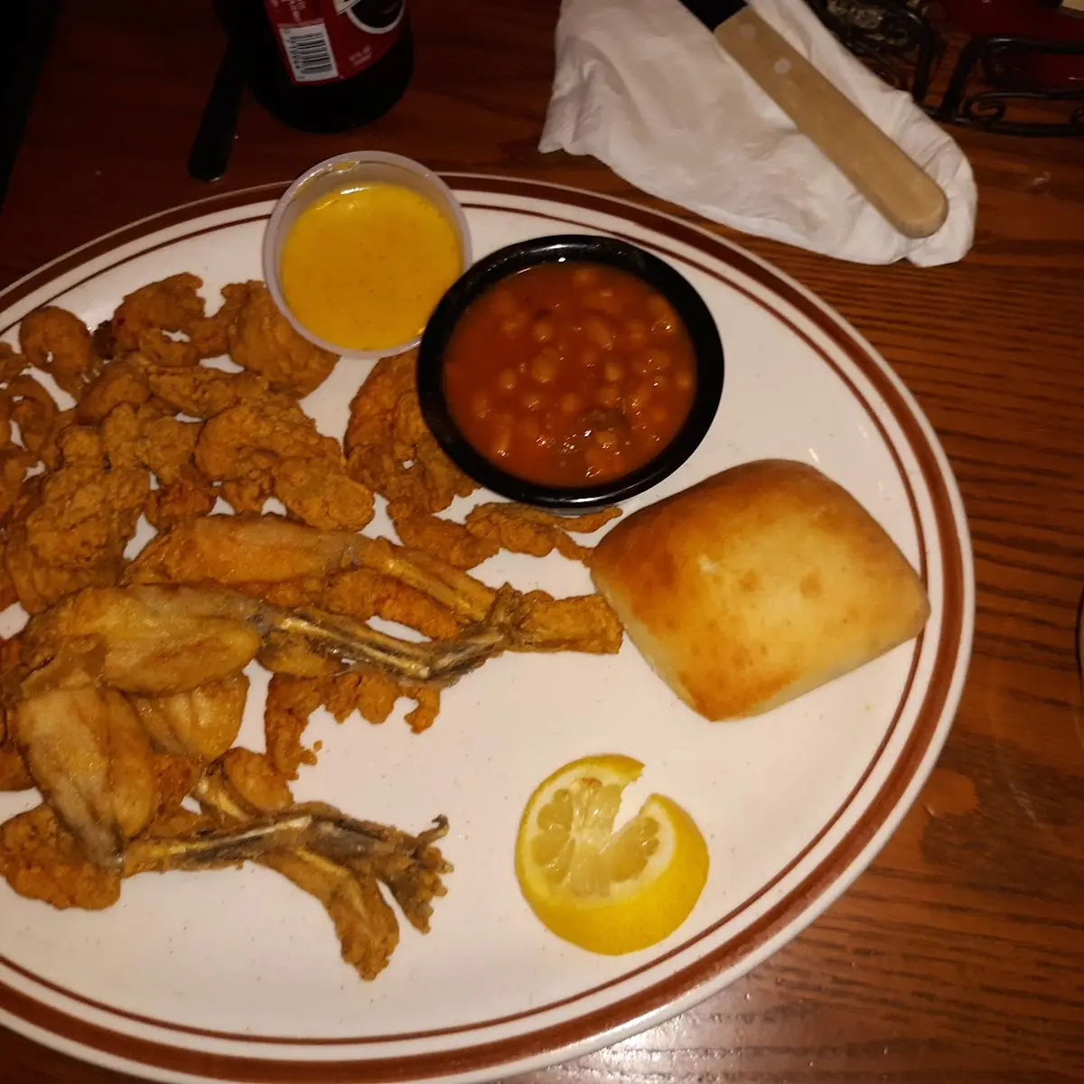 Frog Legs Fried Crawfish and Baked Beans