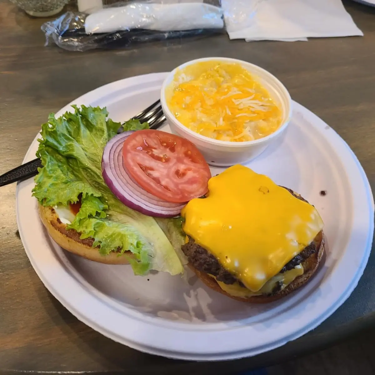Burger with Mac and Cheese