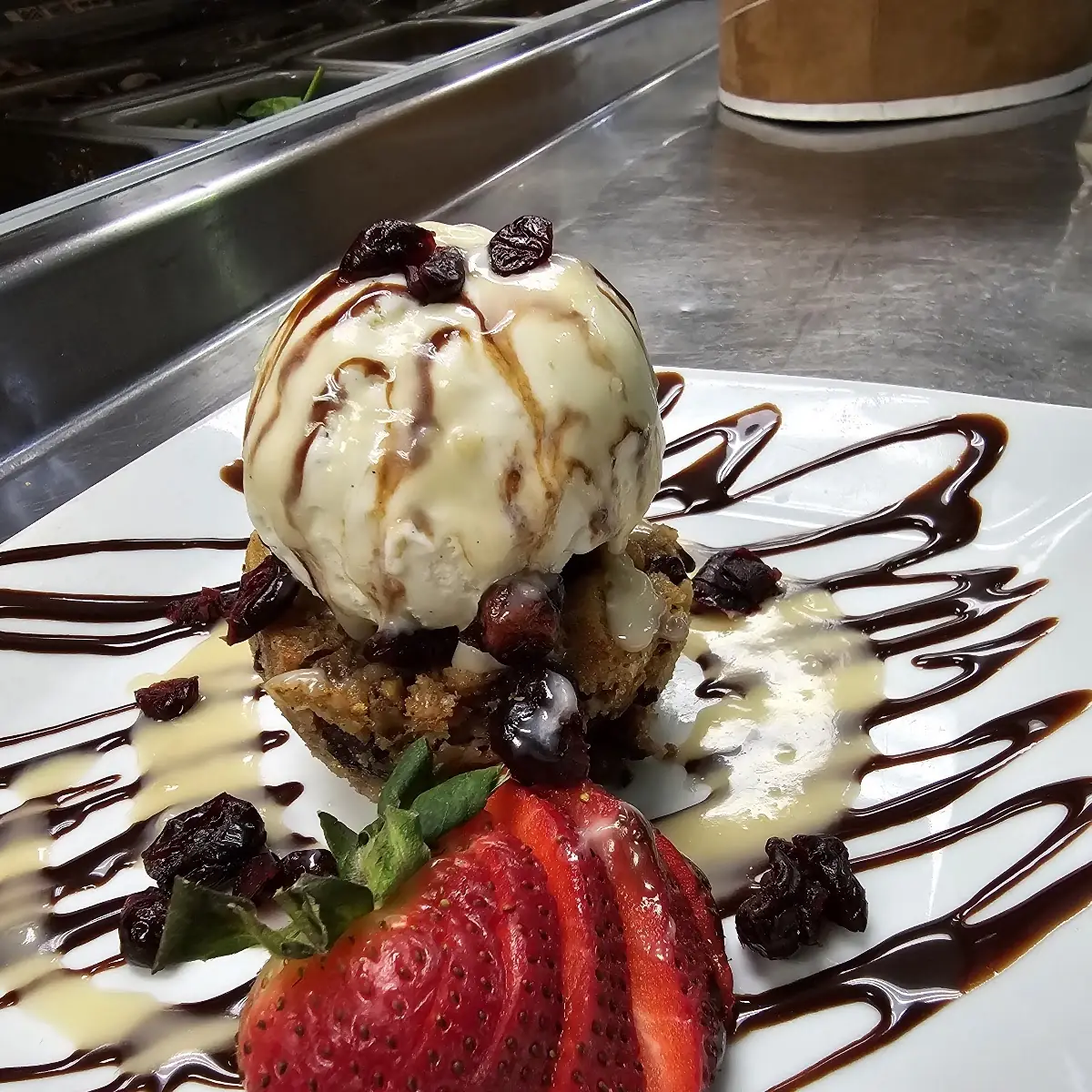 Cranberry and Chocolate Bread Pudding