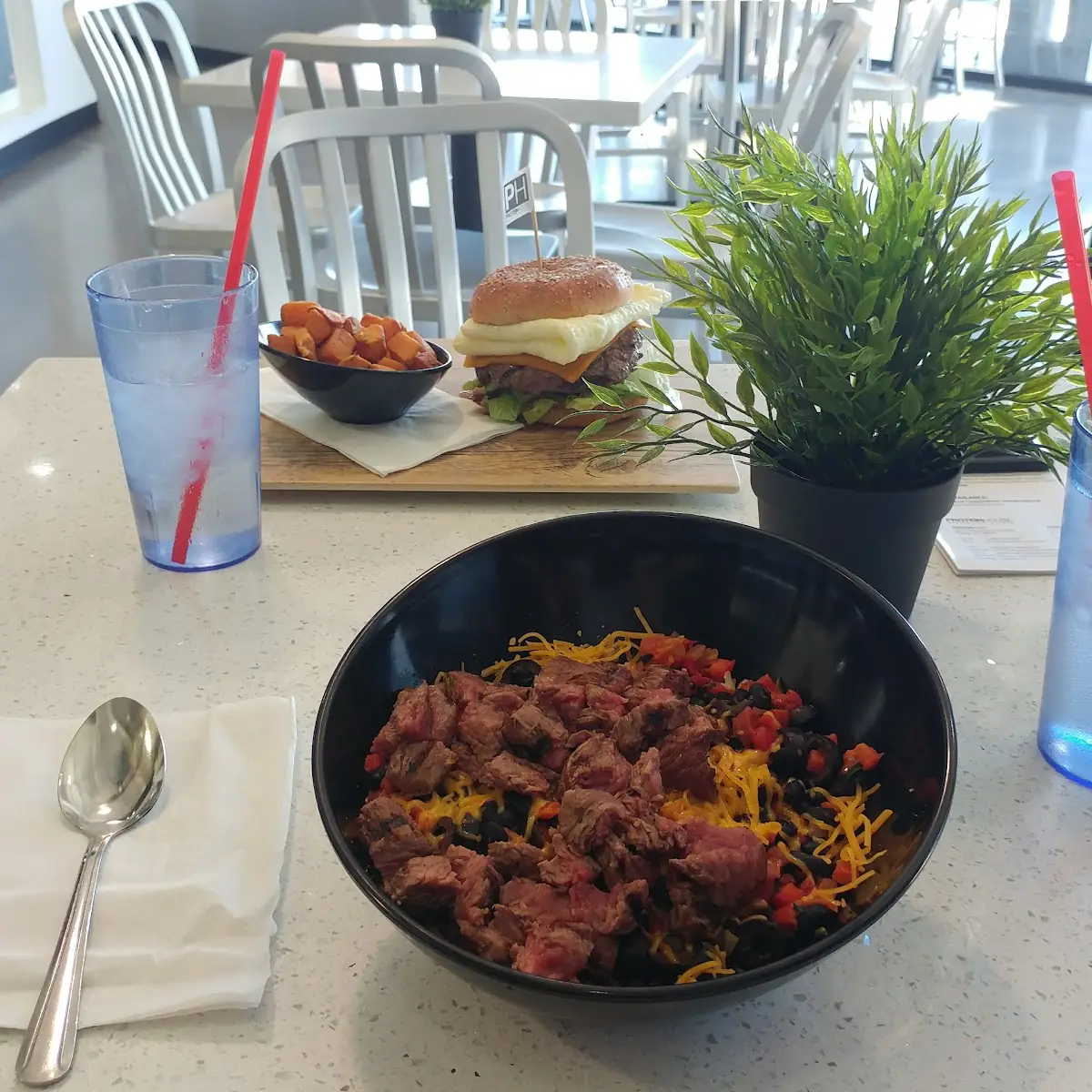 ph Burger and Sweet Potatoes