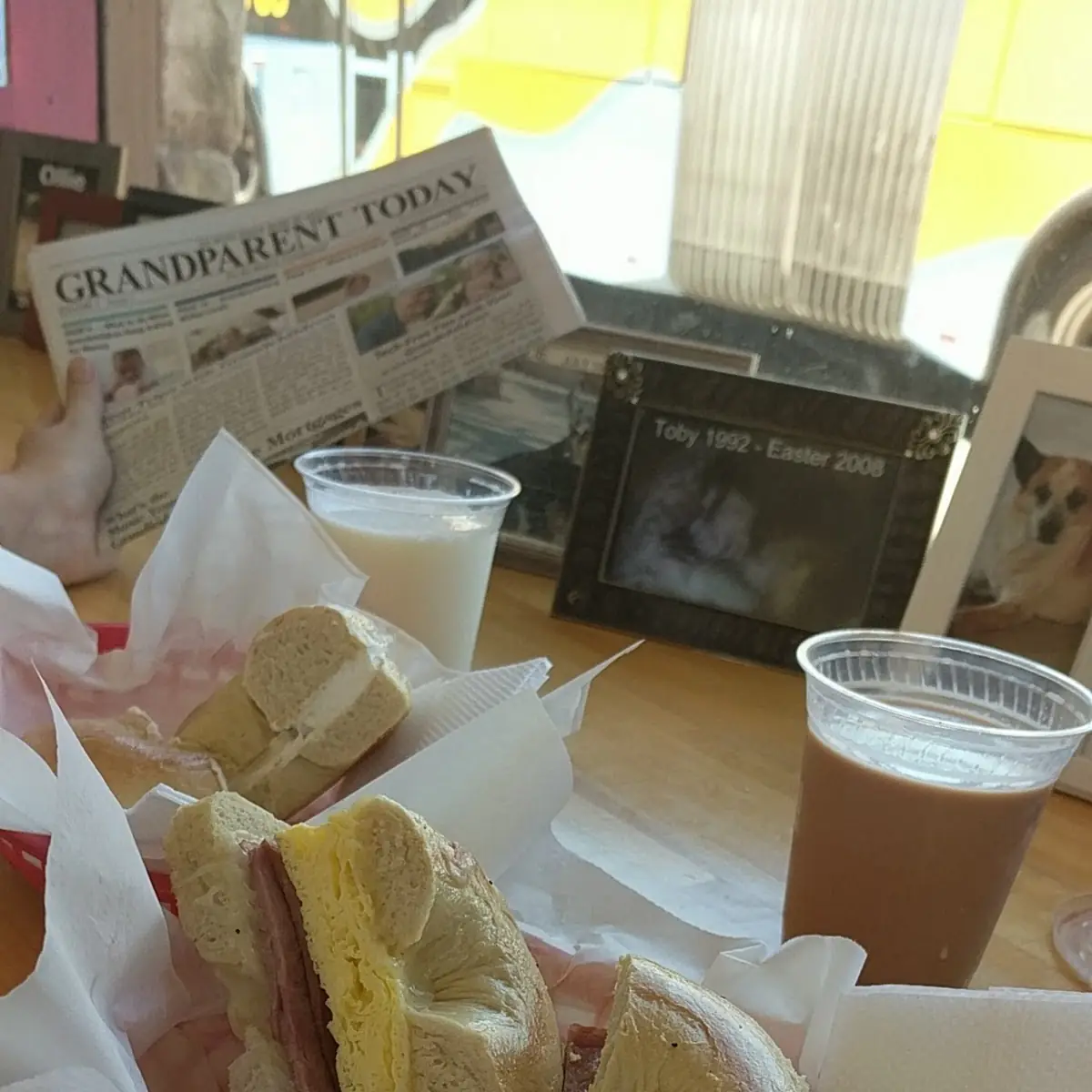 Breakfast Bagel w Eggs Turkey Bacon and Pepperjack