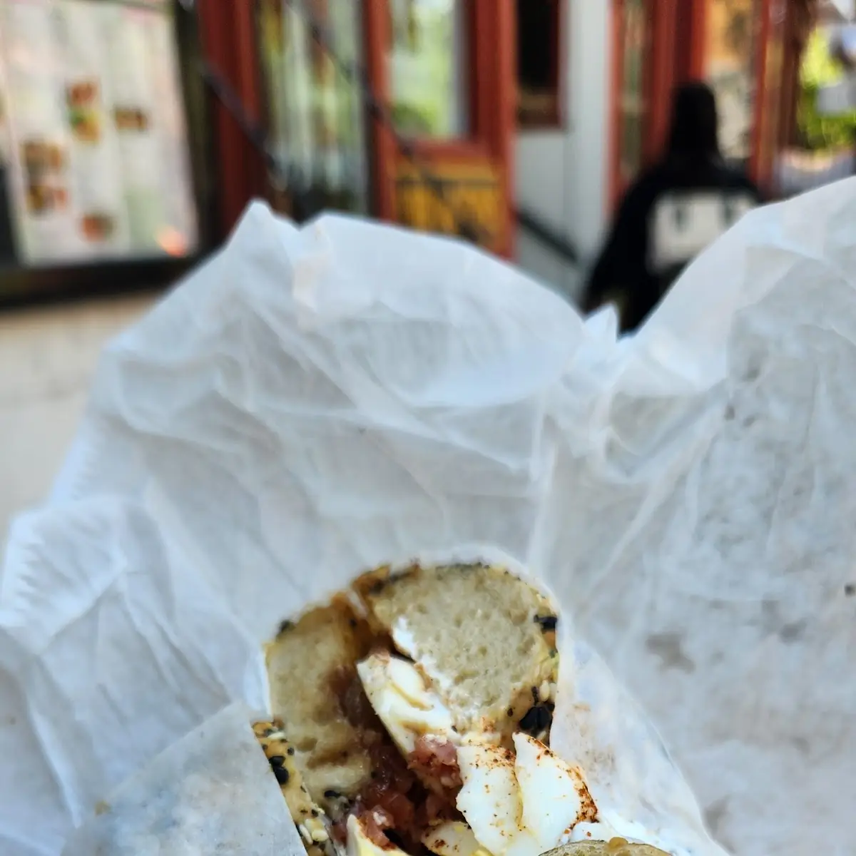 Egg Bacon and Fig Jam on Everything