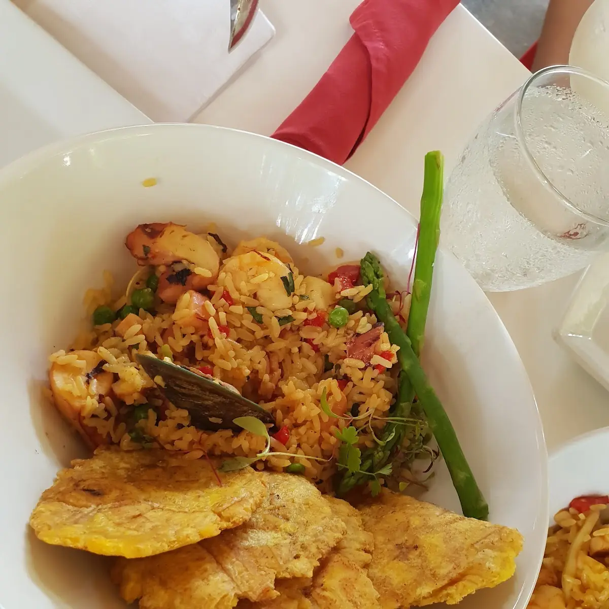 Paella Marinera with Fried Plantains