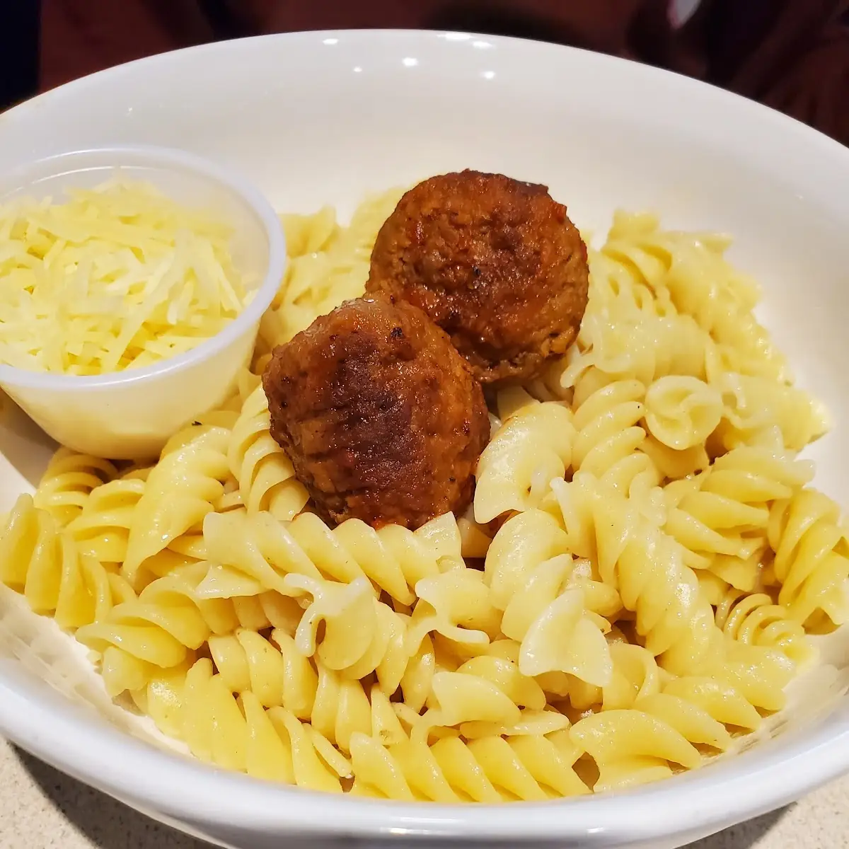 Buttered Noodles with Meatballs