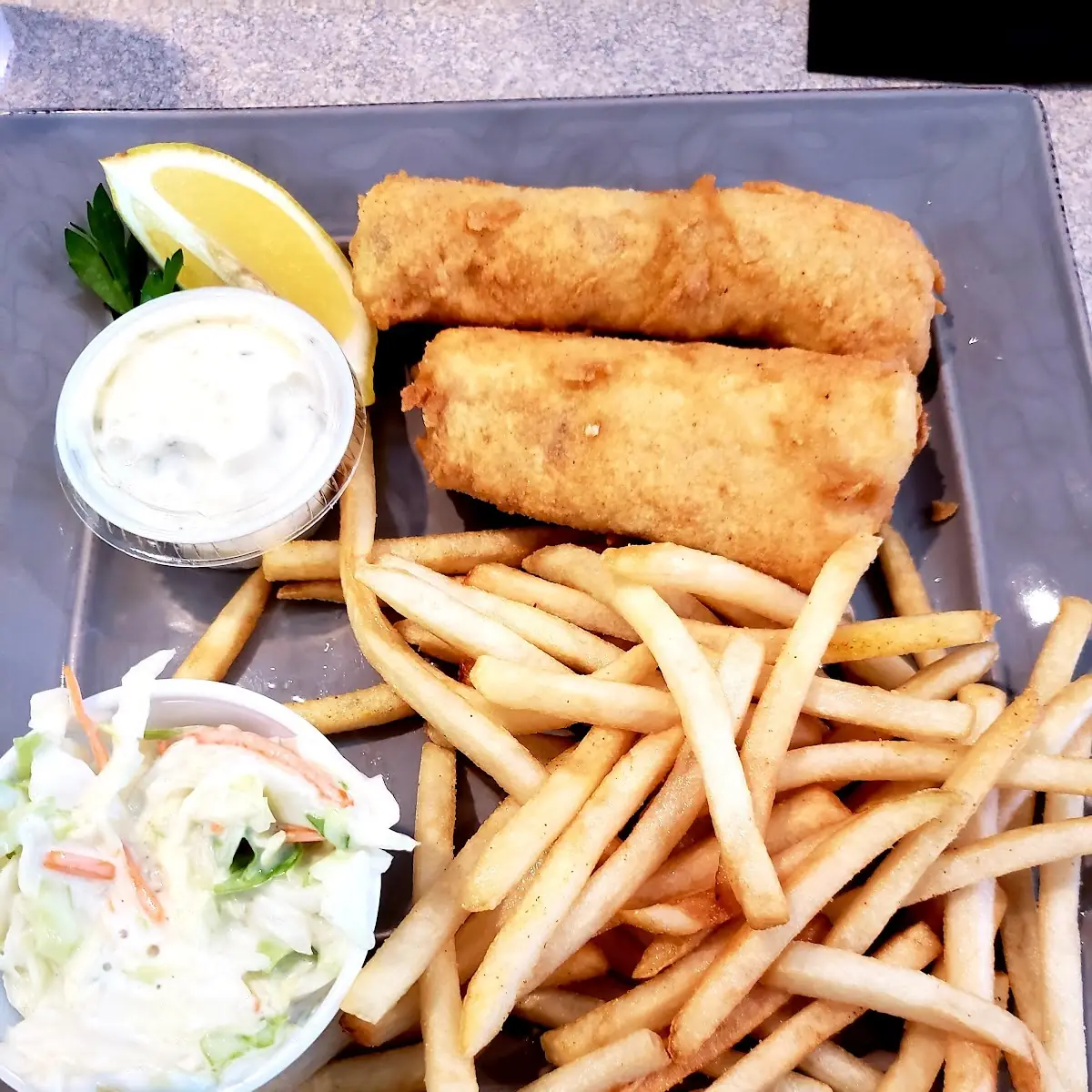 Fried Fish with Coleslaw