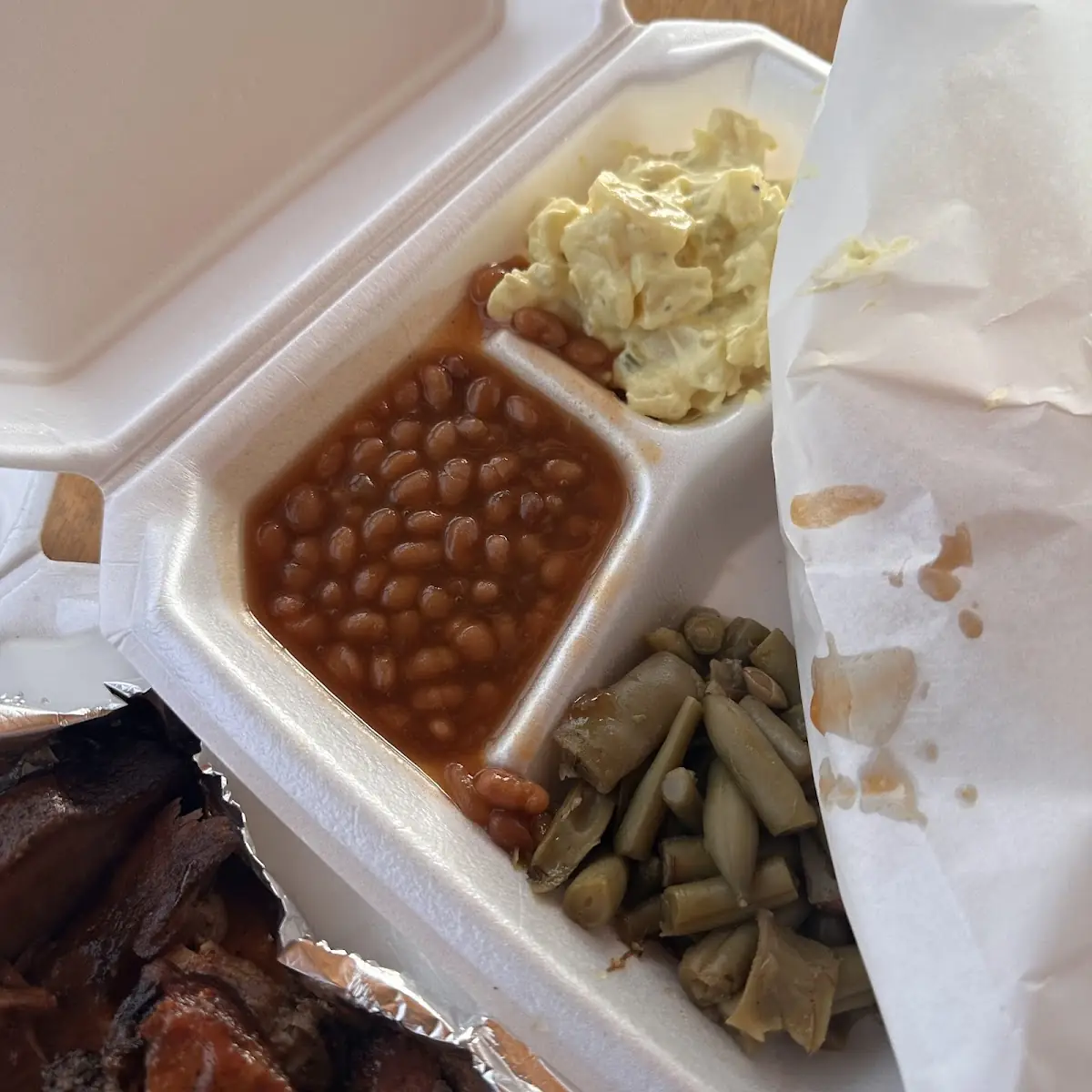 Red Beans Potato Salad and Green Beans