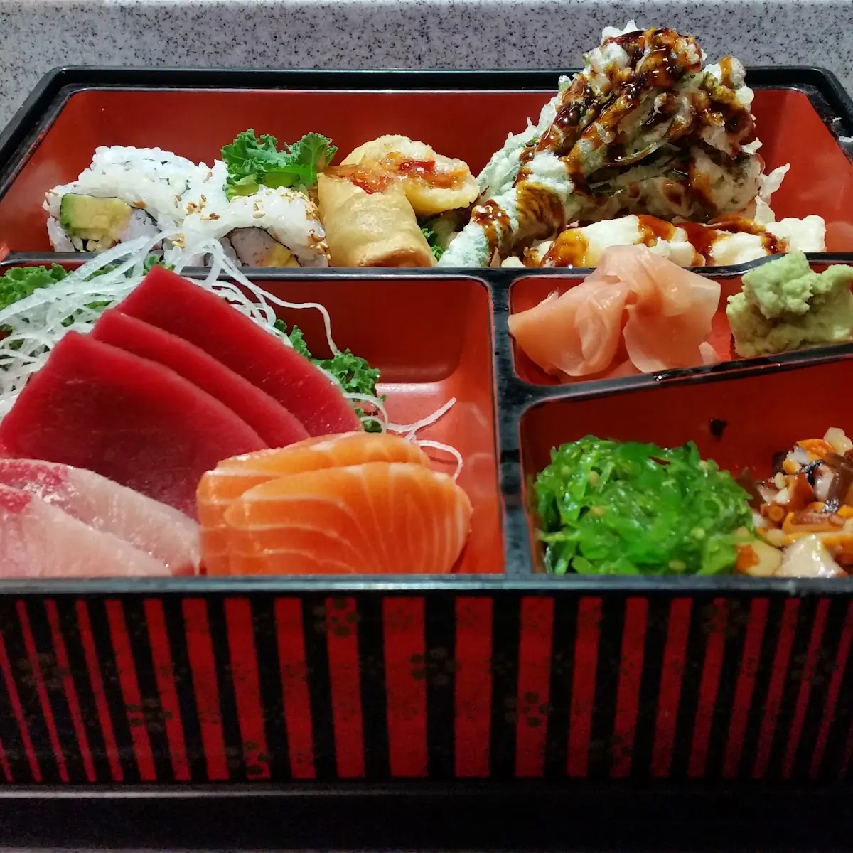 Sashimi Bento Box with California Roll Lunch Special