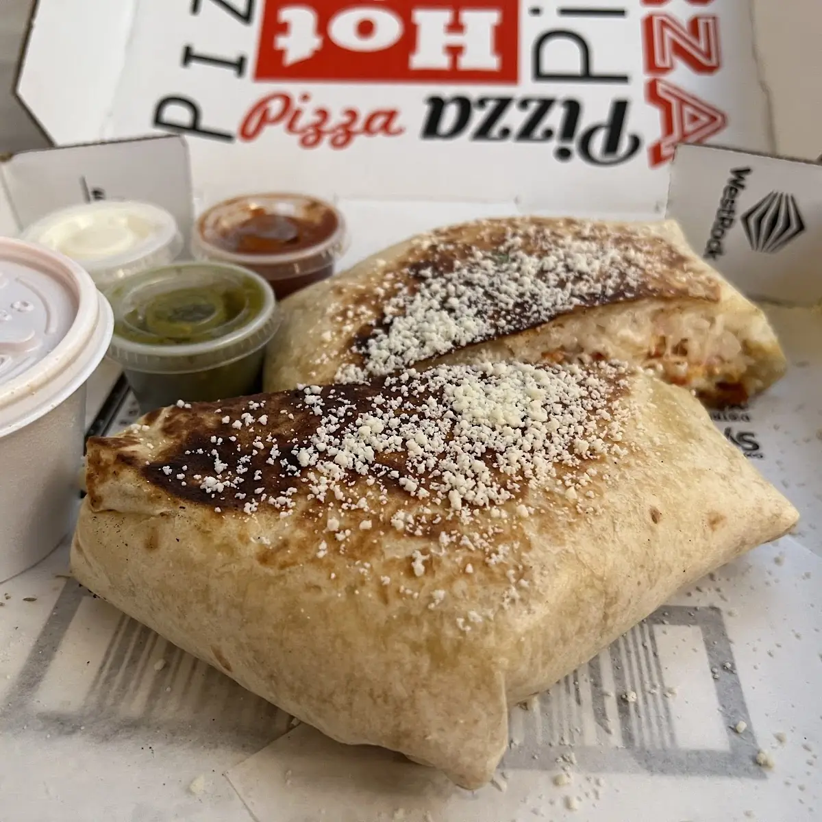 GRILLED STACK BURRITO- BIRRIA BEEF (CONSOMEE & QUESO)