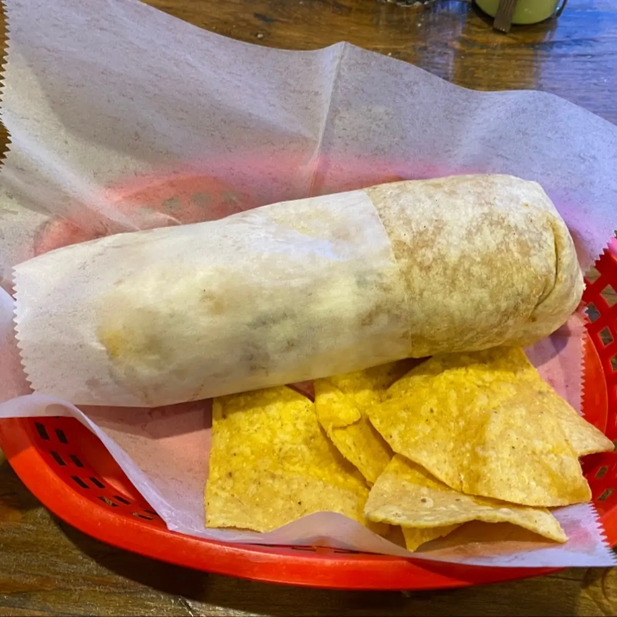 Al Pastor Burrito with Tortilla Chips