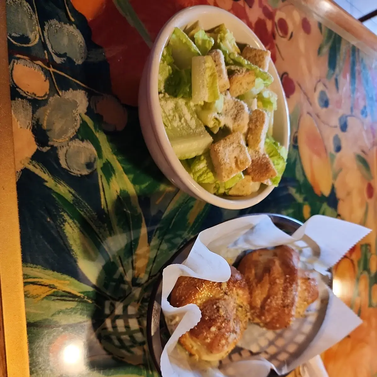 Caesar Salad with Garlic Rolls