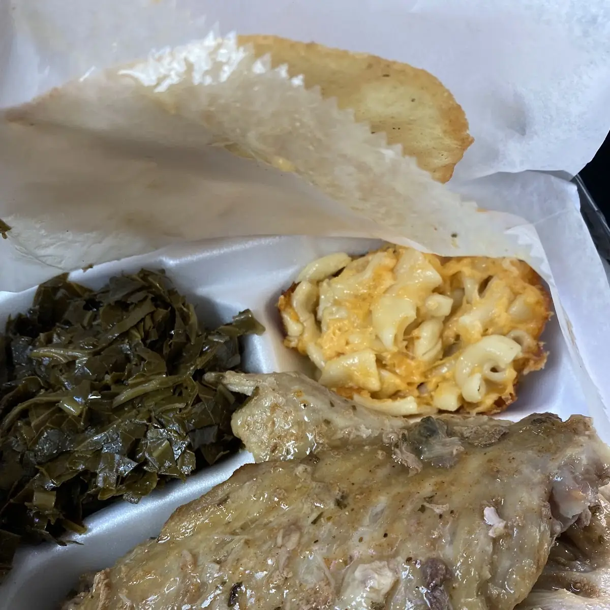 Turkey Wing Dinner Collard Greens and Mac and Cheese