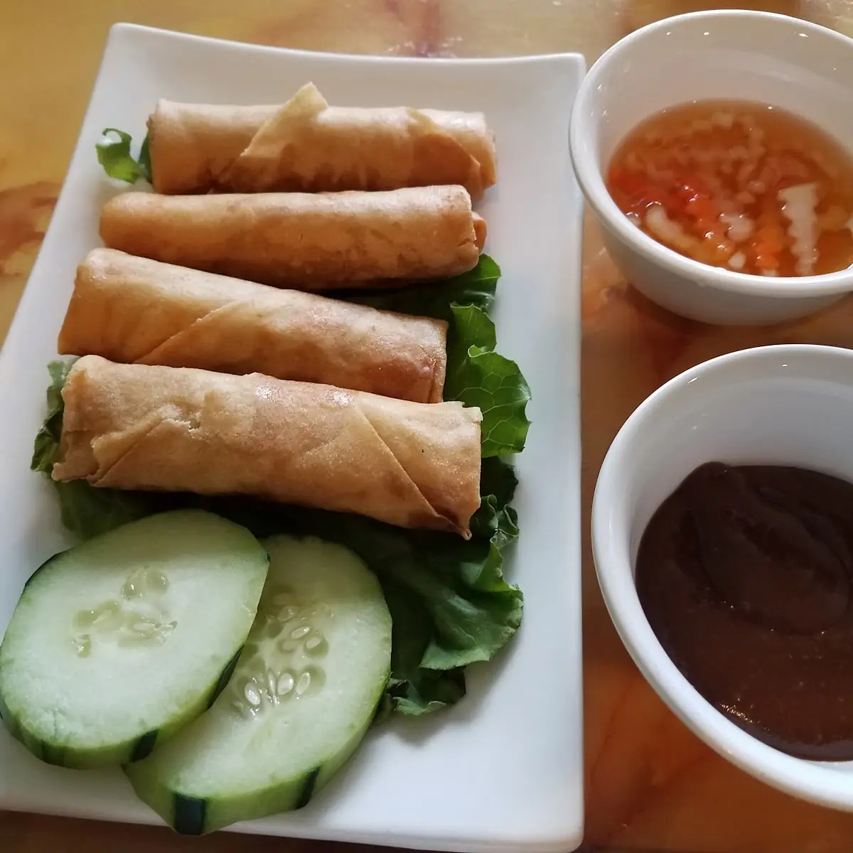 Egg Rolls with Peanut Sauce and Fish Sauce