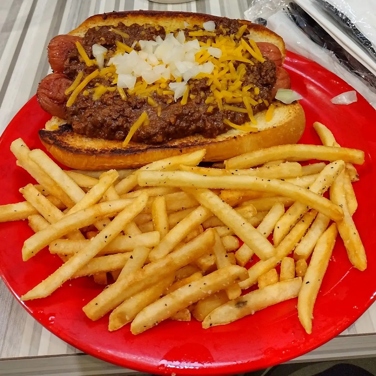 Chili Cheese Dog & Fries