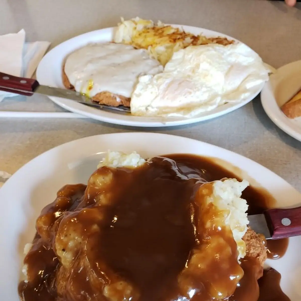 Fried Chicken Dinner and Mashed Potatoes and Gravy