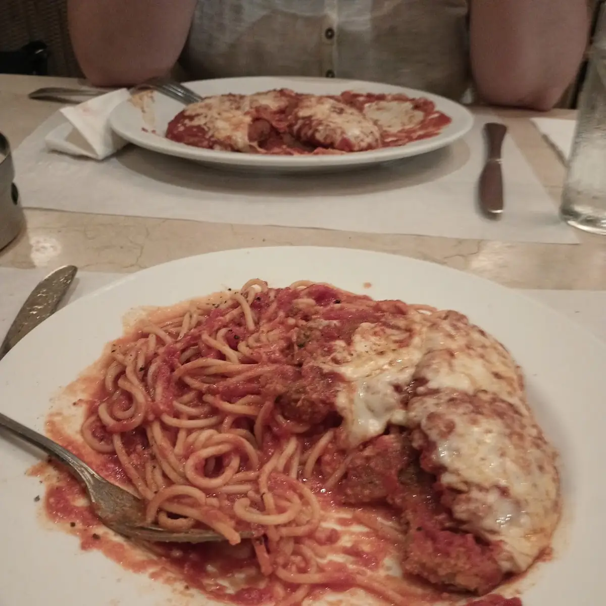 Veal Parmigiana with over Cooked Pasta