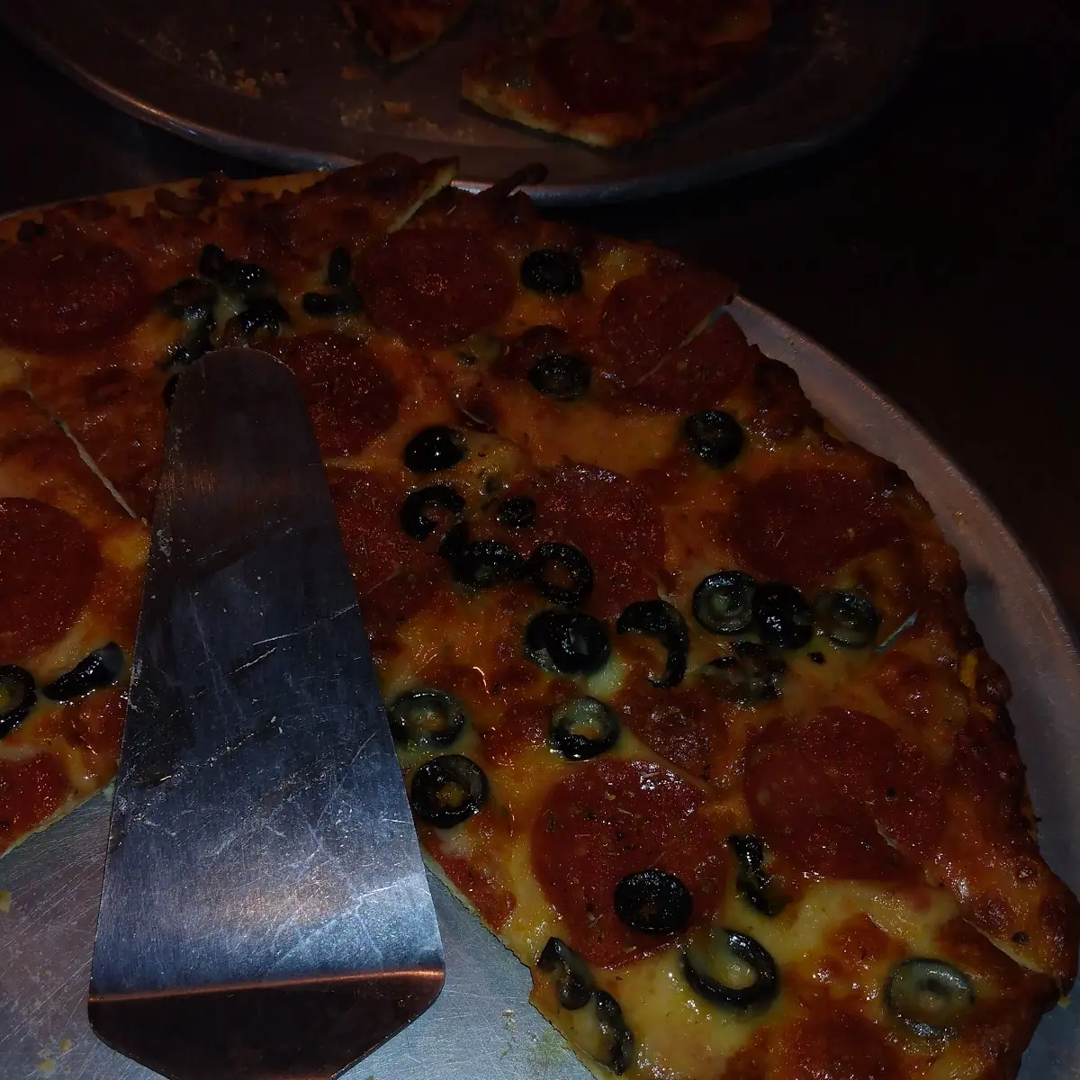 Thin Crust Pepperoni and Black Olive