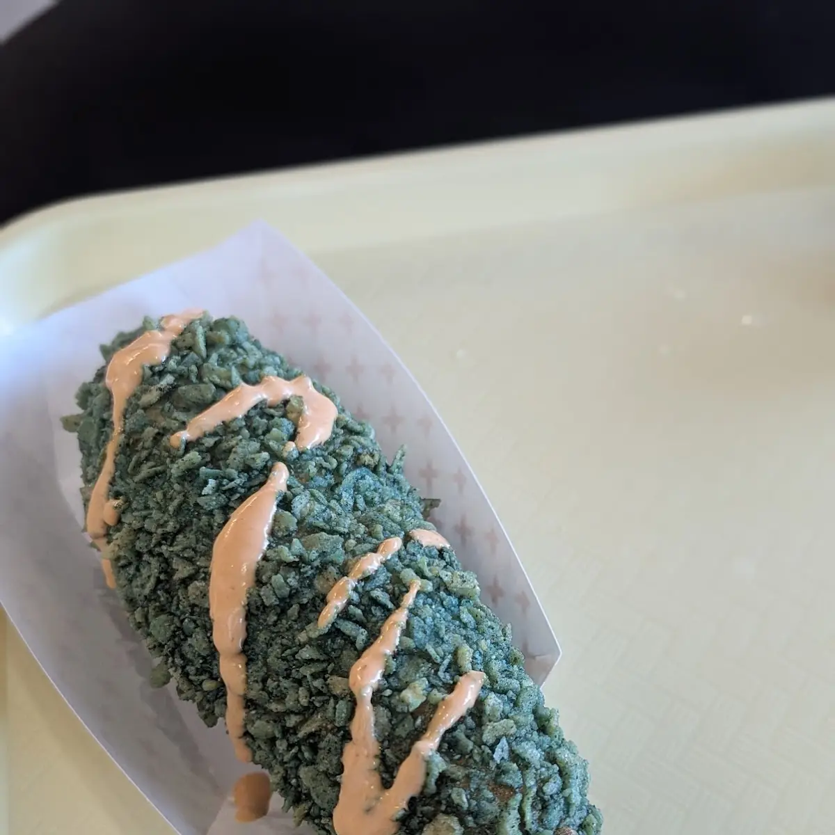 Blue Takis with American Cheese-Wrapped Hot Dog