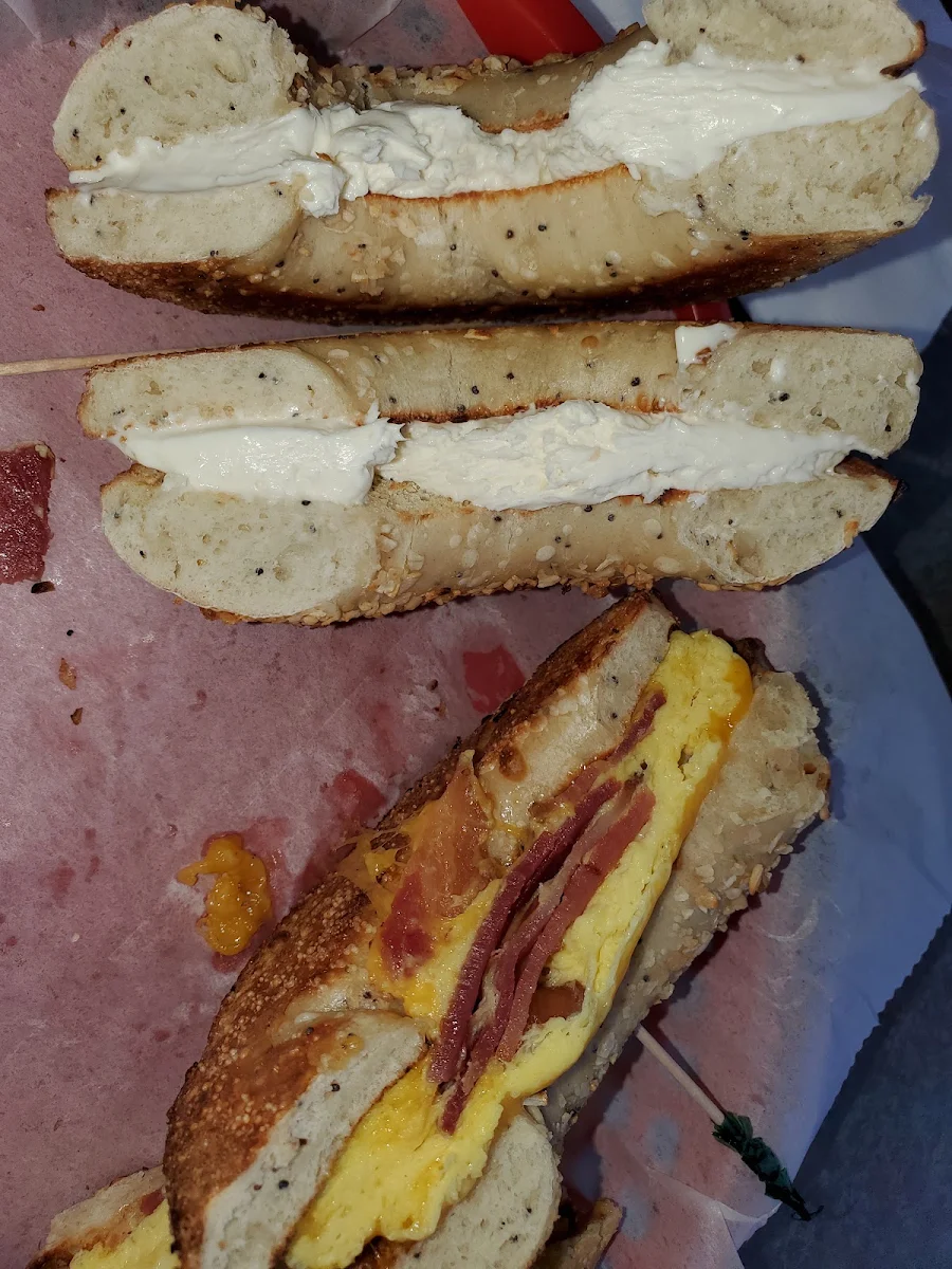 Bacon Egg and Cheese and Bagel with Cream Cheese Bagel