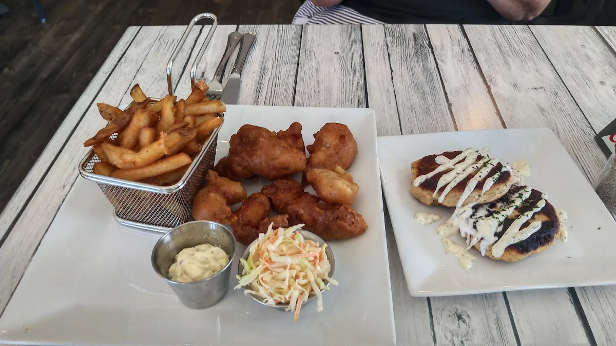 Salmon Cakes Cod Bites & Home Fries