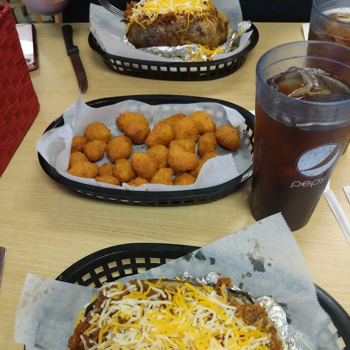 Corn Nuggets and Loaded Baked Potato