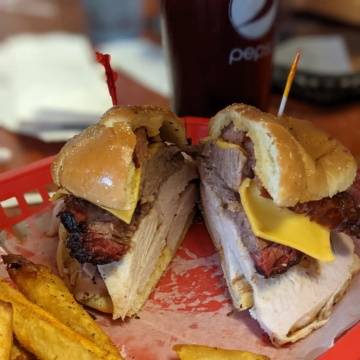 Turkey Sausage and Brisket Sandwich