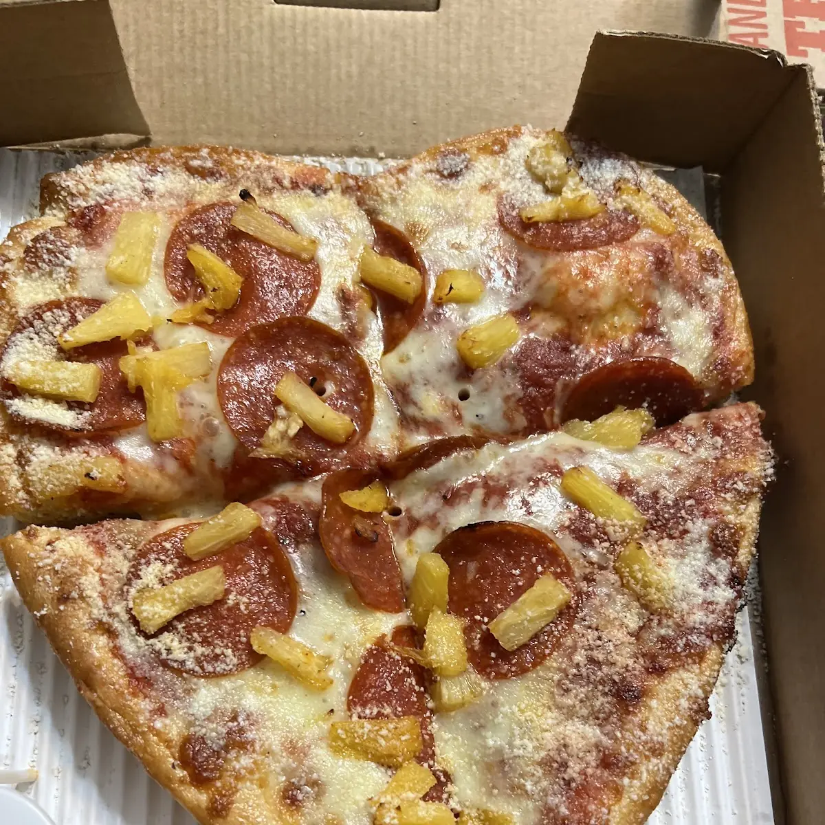 Heart Shaped Pizza with Pepperoni and Pineapple