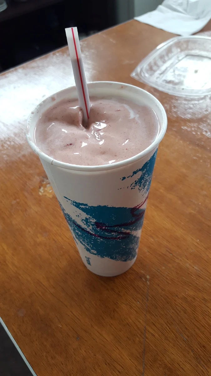 Strawberry Banana Shake Made with Chocolate Ice Cream