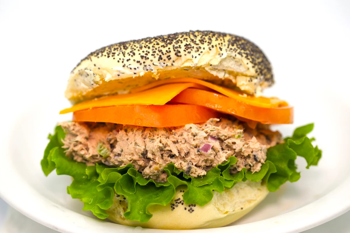 Mediterranian Tuna Bagel, Javaroma Gourmet Coffee & Tea