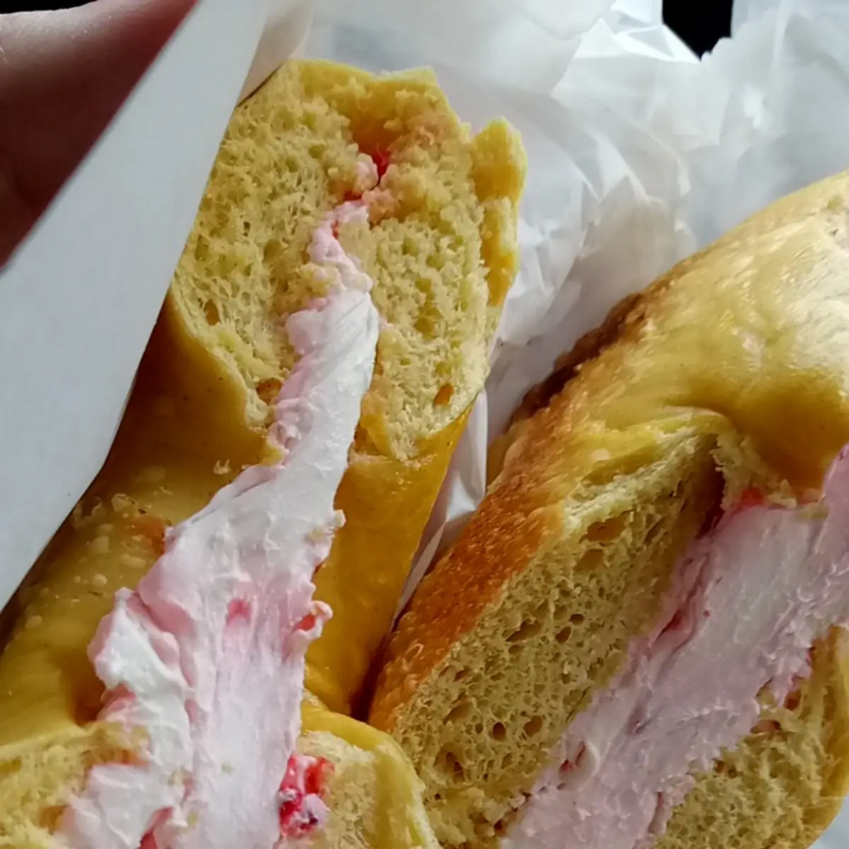 Egg Bagel w Strawberry Cream Cheese