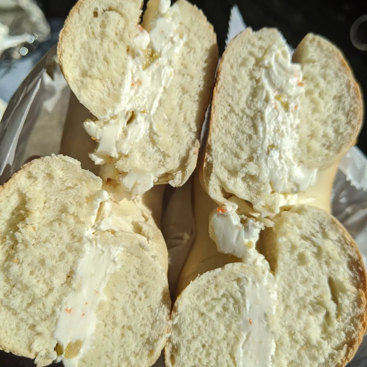 Plain Bagel with Olive Cream Cheese