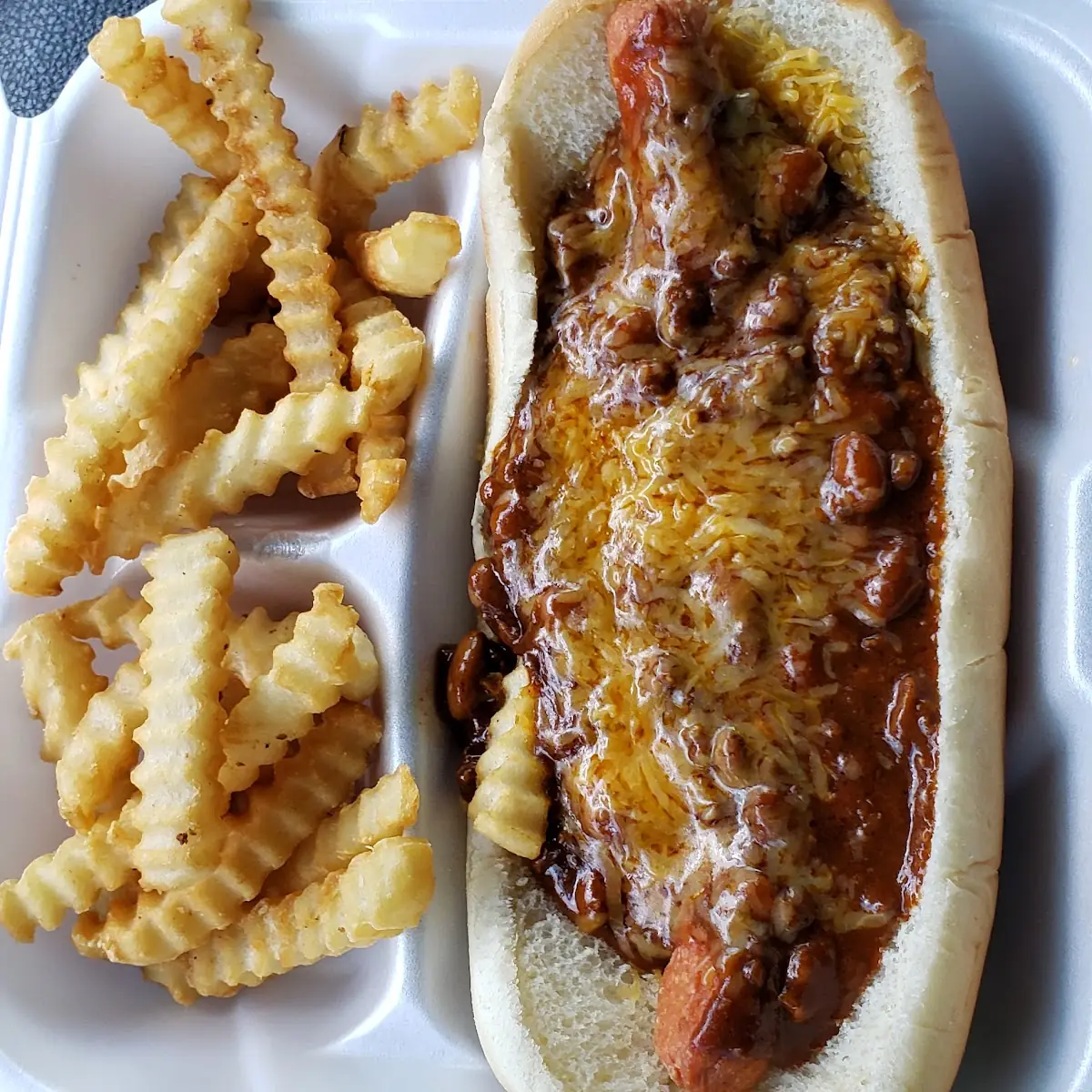 Chili Dog and French Fries