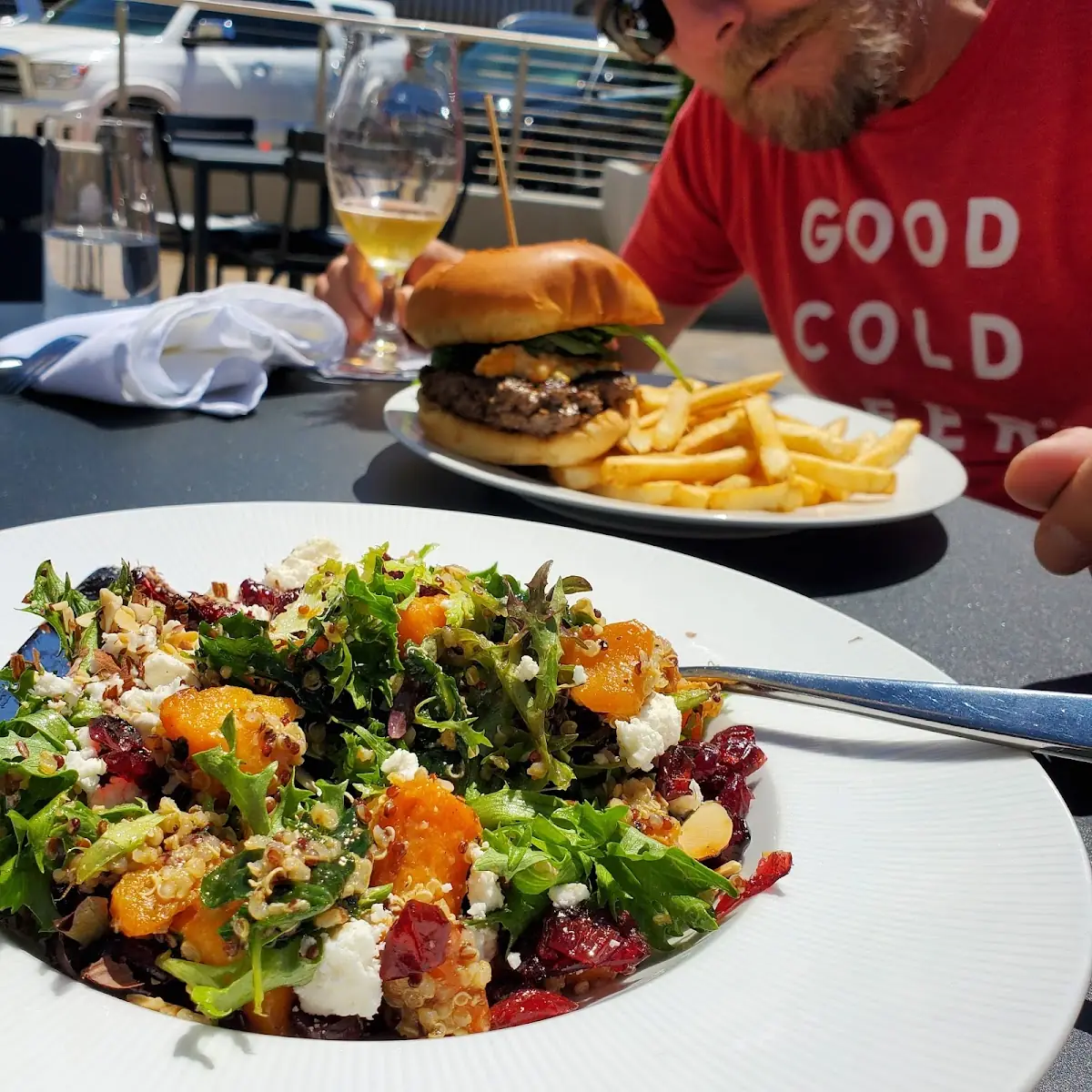 Smash Burger and Fries & Harvest Salad