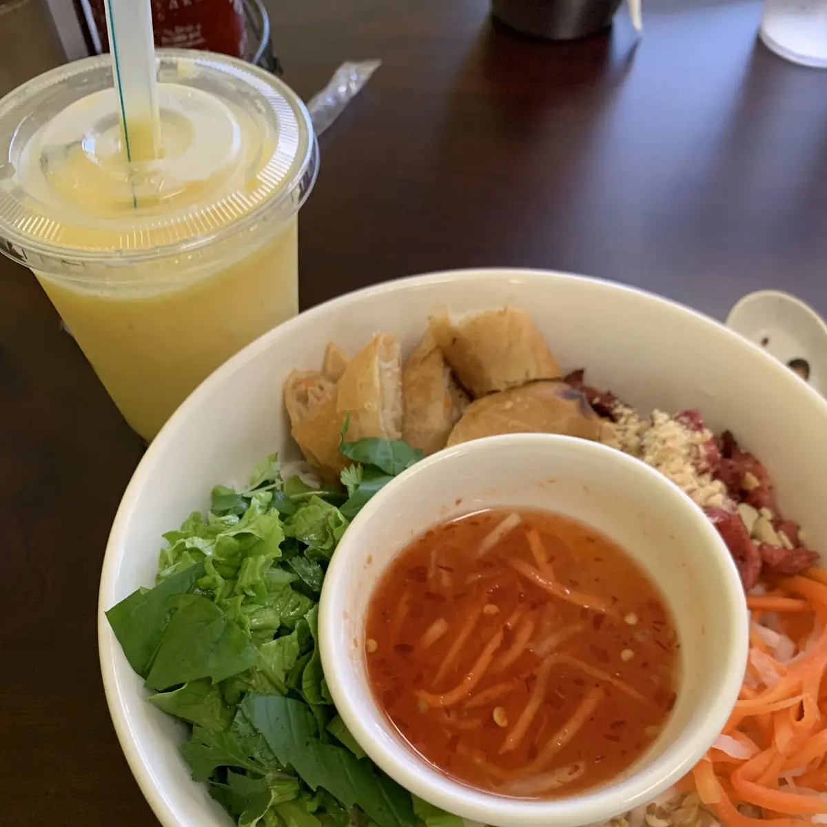 Vermicelli with Egg-Rolls and Grilled Pork
